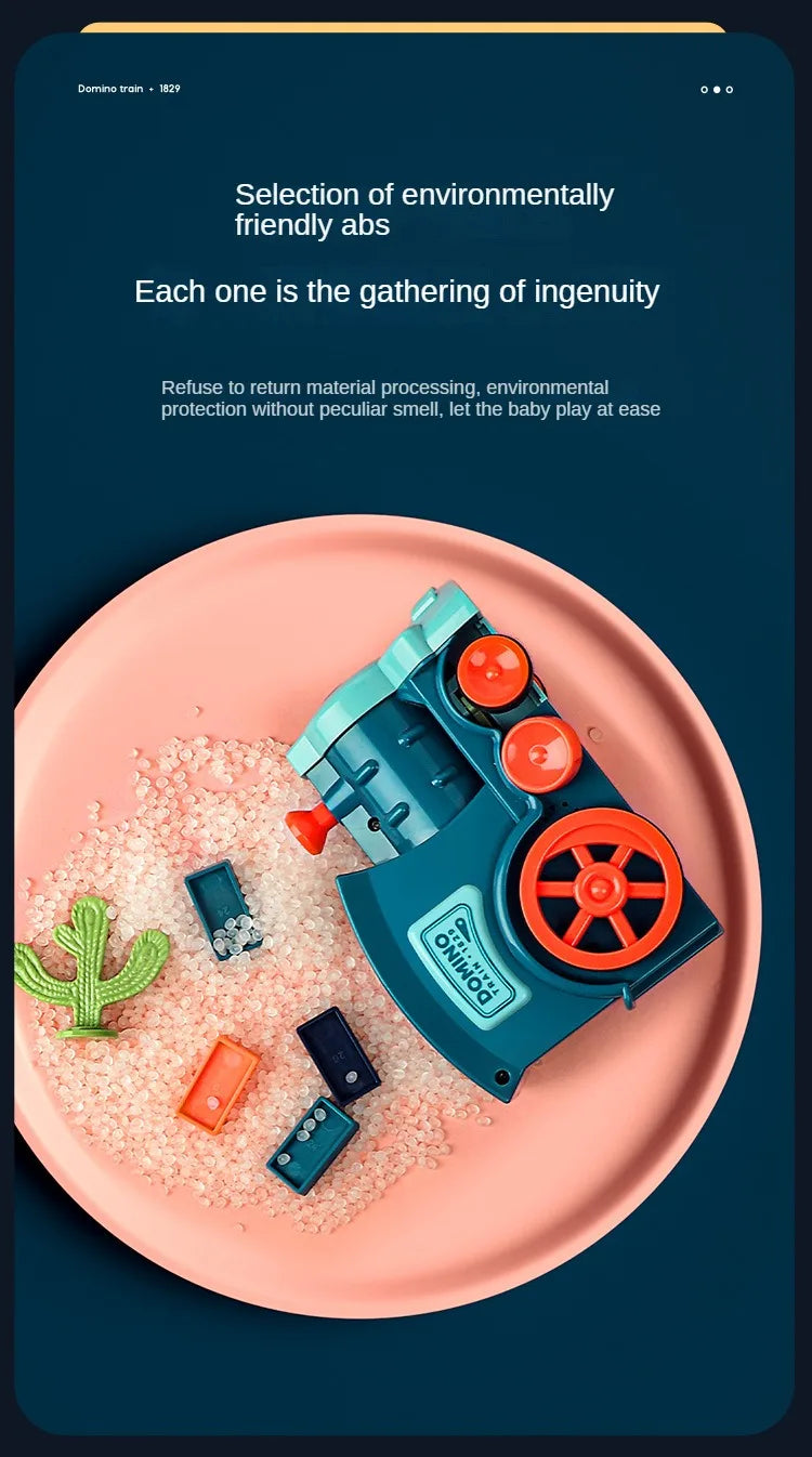 Automatische Verlegung Domino Zug Elektrische Auto Ziegel Blöcke Kits Kreative Spiele Intelligenz Pädagogisches DIY Spielzeug Kinder Geburtstag Geschenk