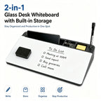 2-in-1 Schreibtisch-Whiteboard-Organizer – Whiteboard + 4 Fächer, Handy-Slot, Stiftehalter | BPA-frei | Büro & Homeoffice | 4 Farben