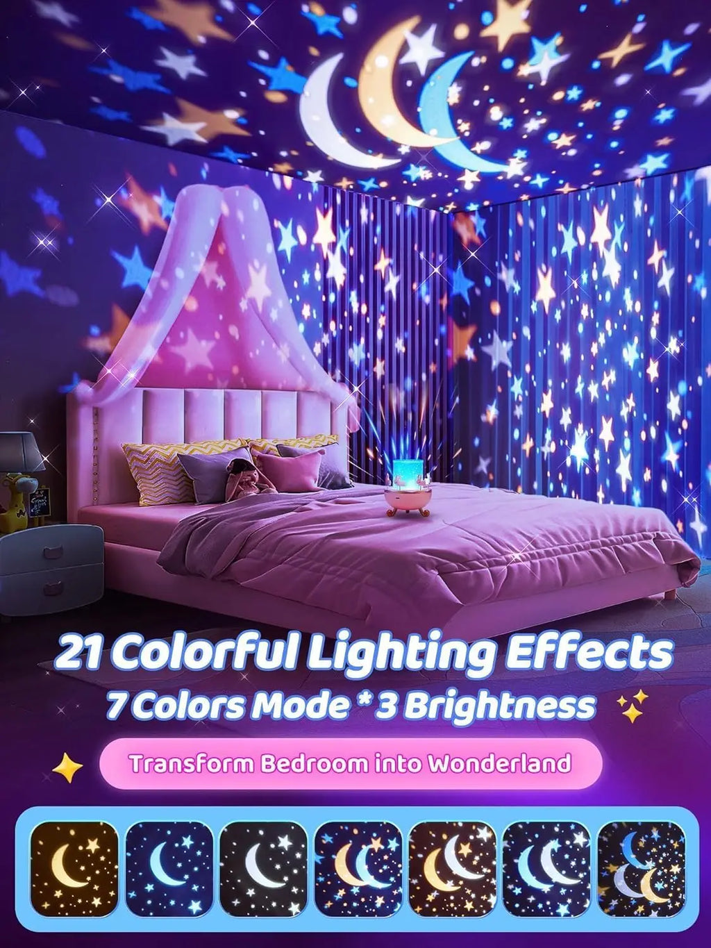 Sternprojektor für Kinder, 12 Filme, Sternlichter für Deckenprojektor, Baby-Nachtlampe mit Bluetooth-Lautsprecher, exquisite Geschenke