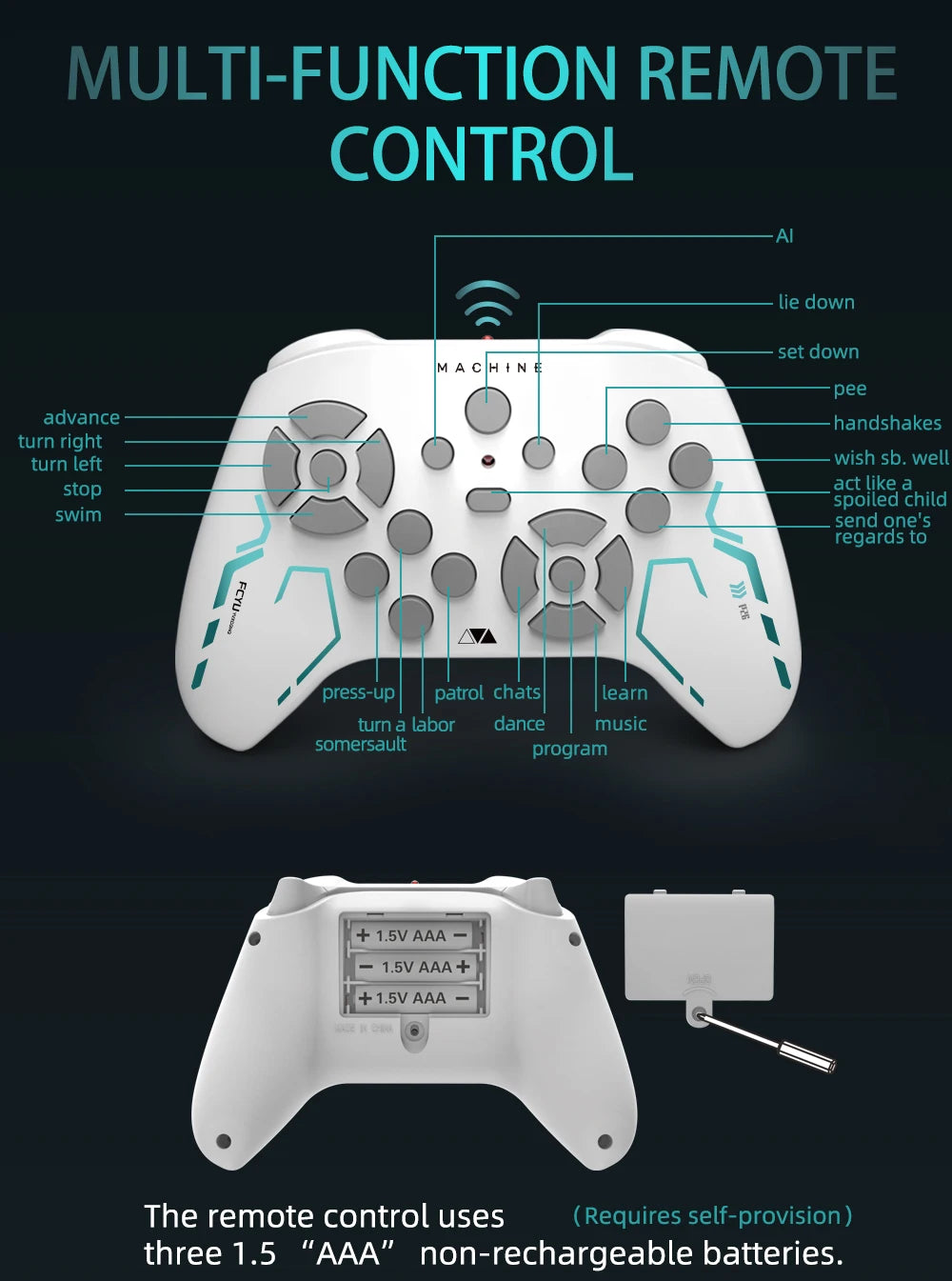 Teeggi Multifunktions-RC-mechanischer Hund, elektrischer RC, intelligenter Roboterhund mit Revolver, Lernspielzeug, bionisches intelligentes Roboter-Spielzeug, Geschenk