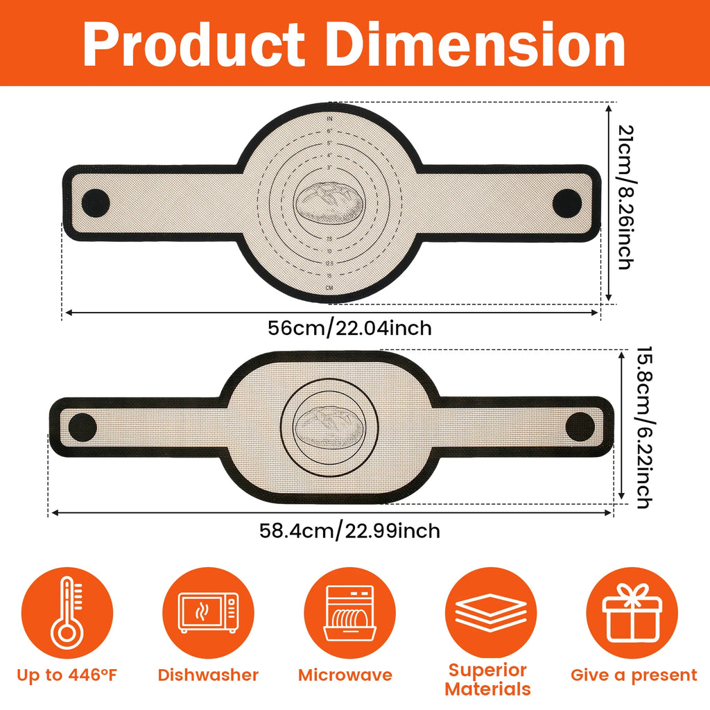 2Pcs Silikon Brot Laib Pan Liner Wiederverwendbare Brot Matte Hitzebeständige Brot Backen Matte mit Griff für Backen Küche Zubehör