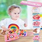 Montessori Toys Busy Board Sensorische Aktivität Entwicklungsboard für motorische Fähigkeiten, Lernbrett für Kleinkinder