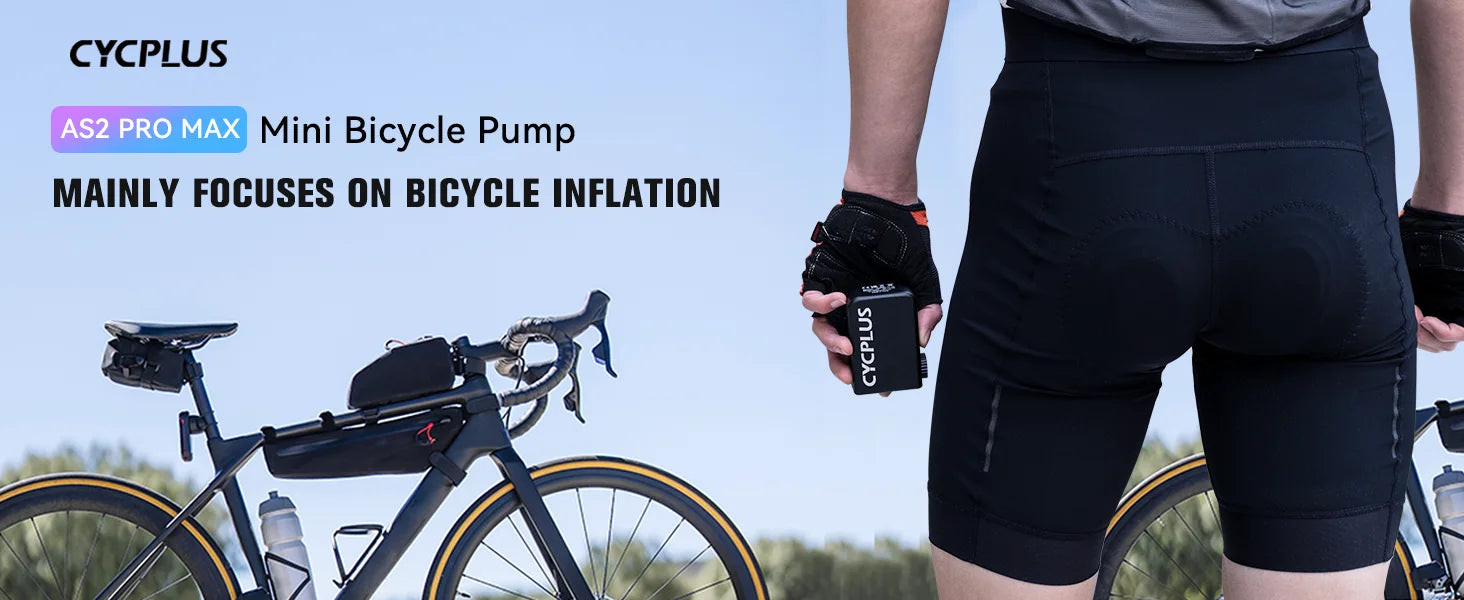 CYCPLUS Mini-Luftpumpe AS2 100 PSI AS2PRO 120 PSI Max elektrischer tragbarer Fahrrad-Inflator-Druckmesser Typ-C-Fahrradreifenkompressor