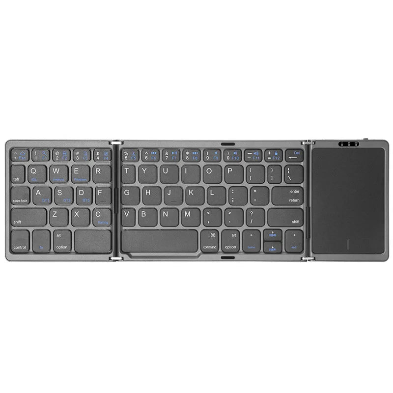 3-fach faltbare Tastatur, kabellose Mini-Tastatur, faltbare Dual-Bluetooth-Tastatur mit Touchpad für Windows, Android, iOS, iPad, Telefon