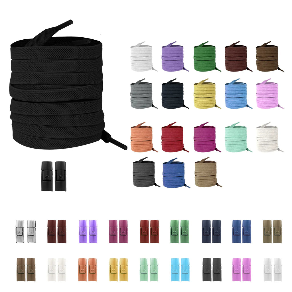 Neu ohne Krawatten, elastische Schnürsenkel, keine Krawatte, Schnürsenkel, Press-Lock-Schnürsenkel, Sneaker, Kinder und Erwachsene, 8 mm, verbreiterte flache Schnürsenkel für Schuhe