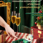 Retro Plattenspieler Lautsprecher mit weißem Rauschen, kabelloser Bluetooth-Schallplattenspieler, Stereo-Sound, RGB-Projektion, Lampeneffekt