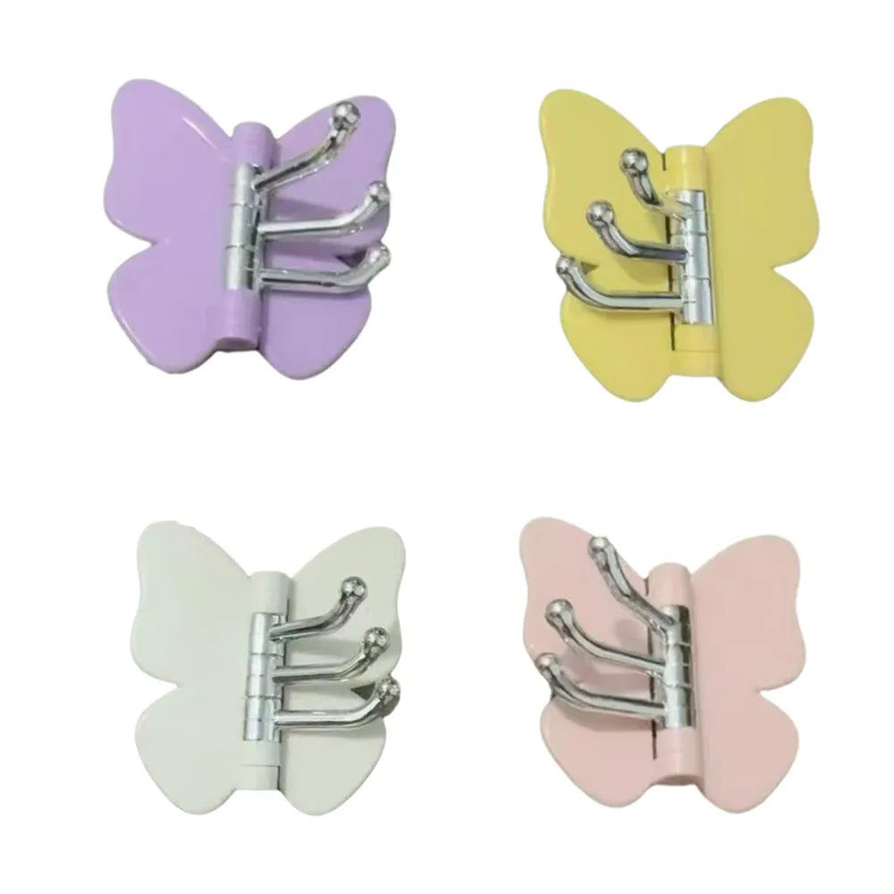 Schmetterlings-Wandhaken 4er-Set – Drehbar, Selbstklebend, Dekorativ | Rosa, Lila, Weiß, Gelb & Bunt