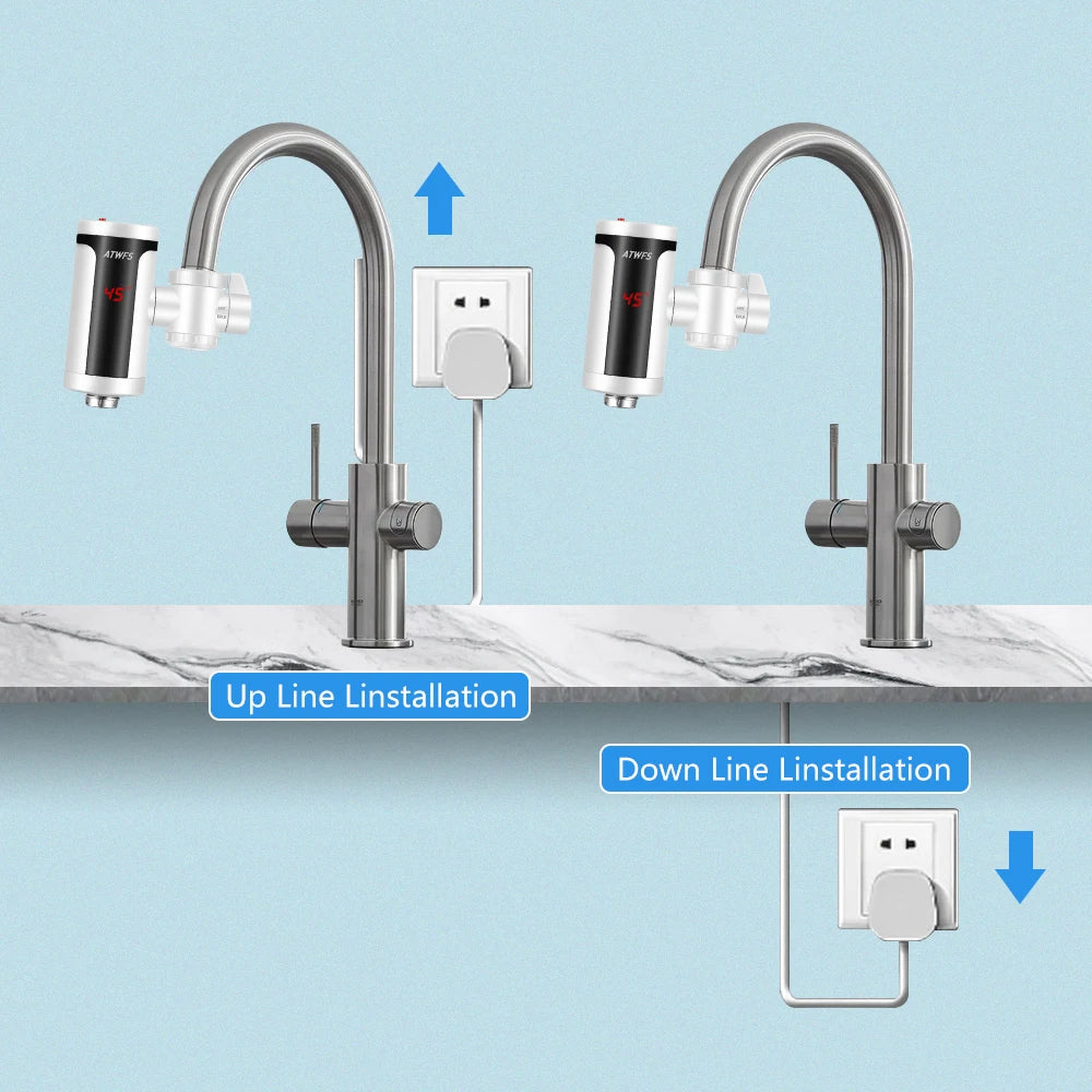 ATWFS 3300 W Instant-Warmwasserhahn, elektrischer Wasserhahn, moderner Durchlauferhitzer, Wasserhahn für die Küche, Warmwasserbereiter