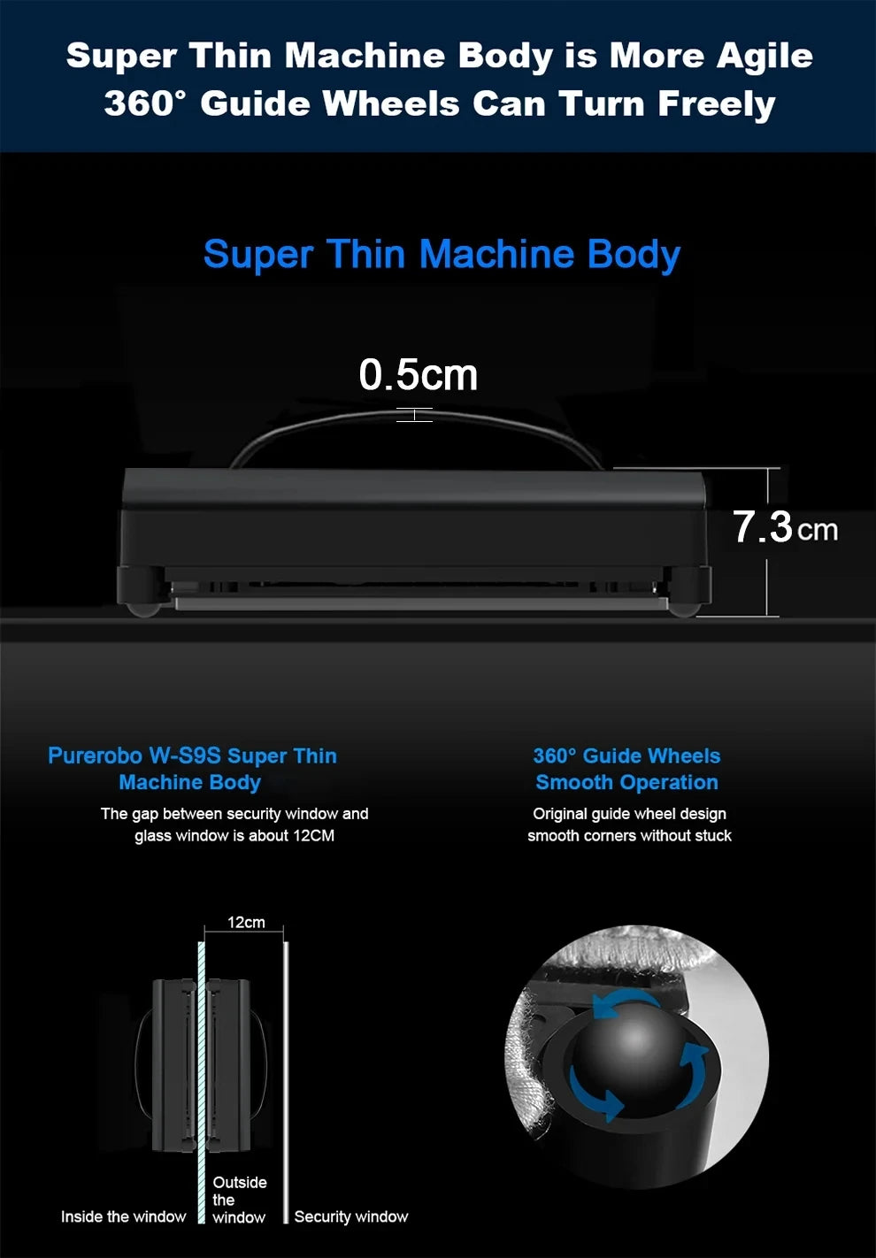 Fensterputzroboter Purerobo W-S9S mit APP Staubsauger