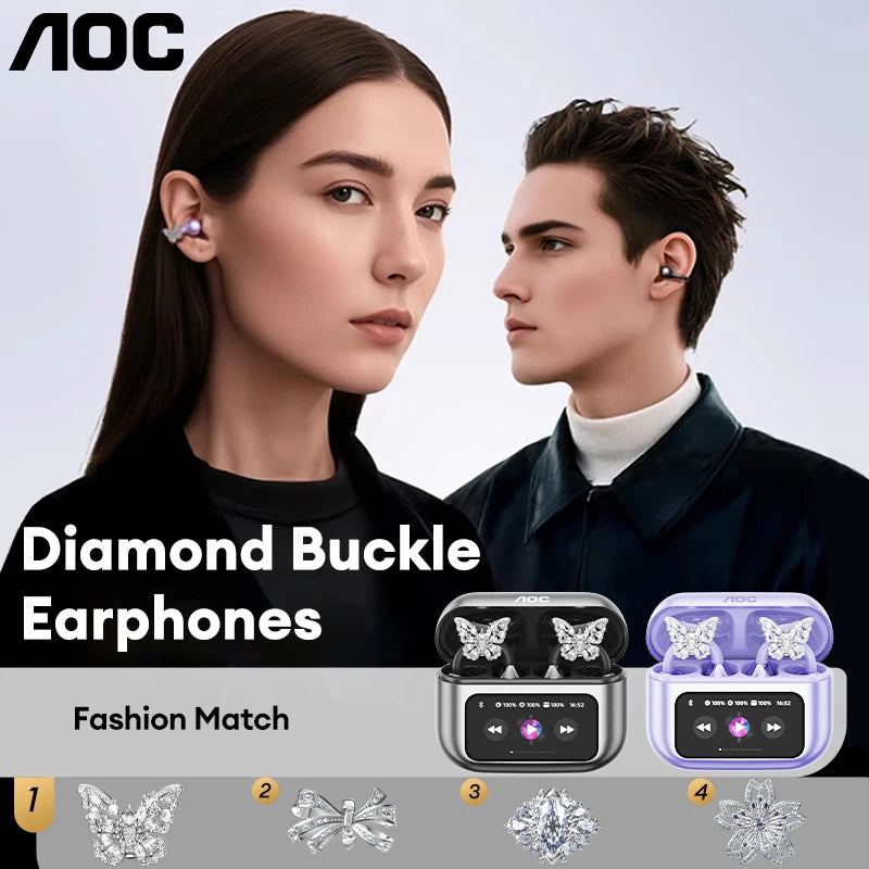 AI-Übersetzungskopfhörer AOC Ohrclip-Ohrhörer OWS Bluetooth Smart LCD-Bildschirm-Touch-Kopfhörer Gaming Wireless Sport Headset 3521