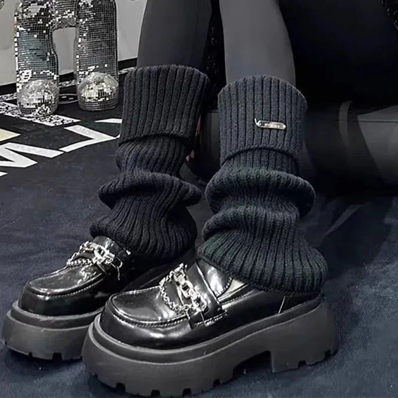 Neue gestrickte Lolita JK Beinwärmer, Damen lange Socken, Herbst, Winter, Wolle Fußabdeckung, Armwärmer, Y2K Crochet, Heap Socke, Stiefelmanschetten