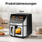 8-Liter-Heißluftfritteuse mit Sichtfenster und Backofen