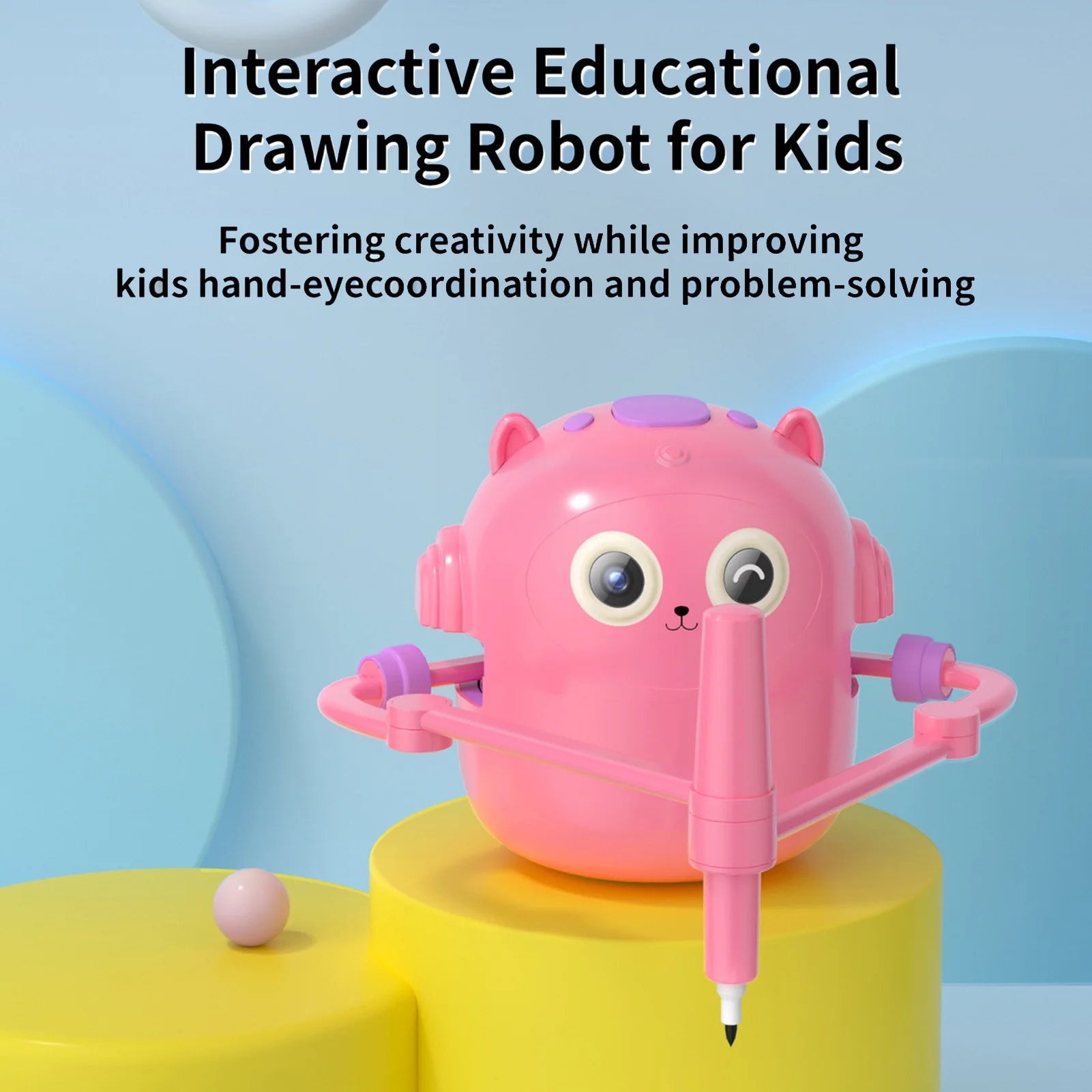 Interaktiver Zeichenroboter, Zeichenroboter, interaktiver pädagogischer Selbstzeichnungsroboter für Kinder, Kunst, Künstler, Malen, Lernen