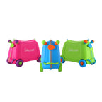 Ride-On Kindergepäck mit geräuschlosen Rädern, Cartoon-Aufbewahrungsbox, Spielzeugkoffer, stapelbares Design für Zuhause/Reisen (Jungen/Mädchen)