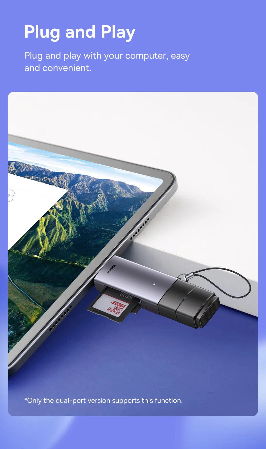 Baseus Kartenleser USB C & USB3.0 zu SD Micro SD TF Speicherkartengerät 104 MB/s 2 TB Smart Card Reader für Laptop-Zubehör