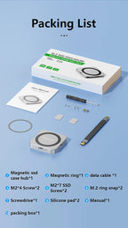 Blueendless Magnetisches M2 2230 2242 NVMe SSD-Gehäuse mit Lüfter 100 W PD-Aufladung Typ C NVMe PCIE SSD-Gehäuse für iPhone Mac