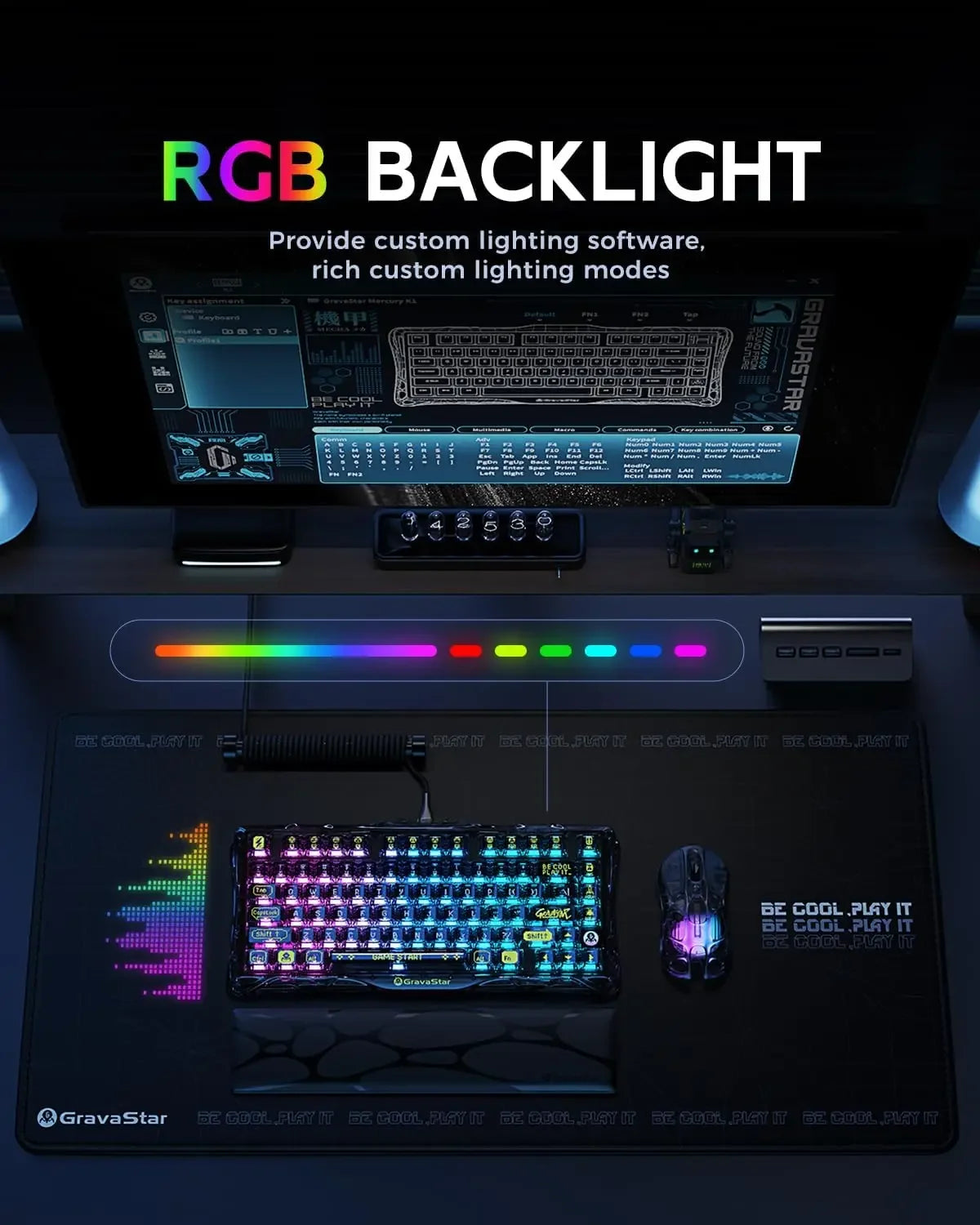 GravaStar K1 Bluetooth Drahtlose mechanische Tastatur aus Aluminiumlegierung Tri-Mode RGB Light E-Sport-Gaming-Tastatur PC-Zubehör