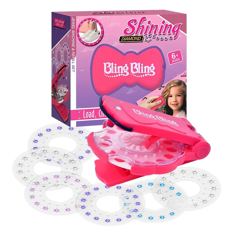 Magie Blingbling Mädchen Haar Diamant Bohrer Maschine DIY Pretend Play Werkzeug kinder Pädagogisches Spielzeug Kunststoff Diamant Aufkleber Ap...