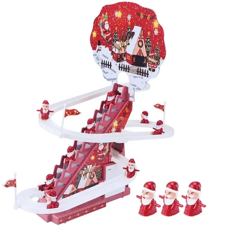 Santa Claus Automatische Klettern Leiter Puppe Elektrische Weihnachten Schiene Rutsche Musik Spielzeug Weihnachten Baum Ornamente Dekoration Kinder Geschenk