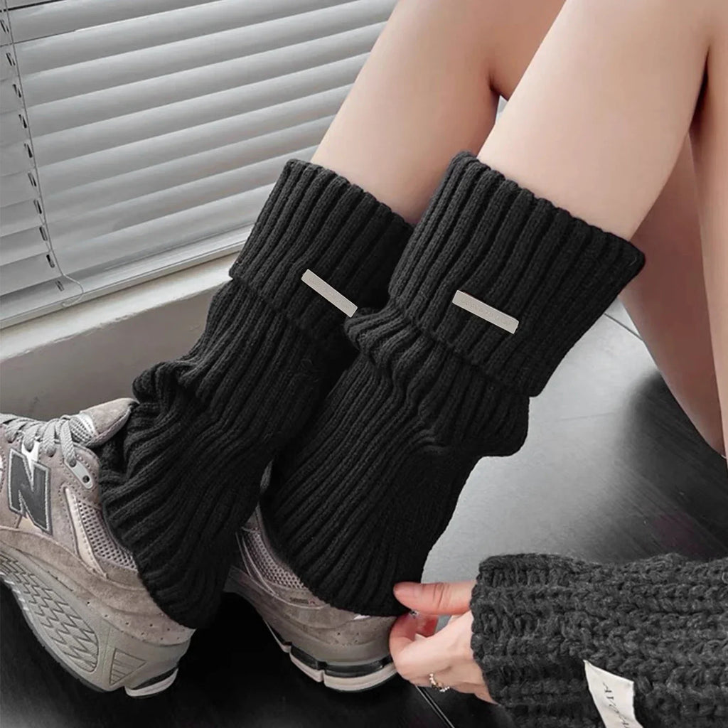 Neue gestrickte Lolita JK Beinwärmer, Damen lange Socken, Herbst, Winter, Wolle Fußabdeckung, Armwärmer, Y2K Crochet, Heap Socke, Stiefelmanschetten