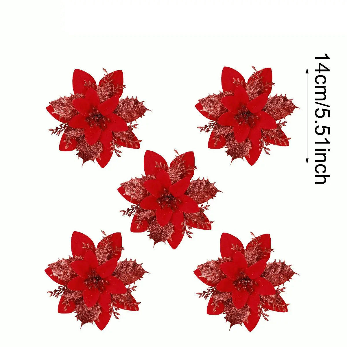 Weihnachts-Glitzerblumen, künstliche Blumen, Weihnachtsbaumschmuck für Zuhause, 2025, Baum-Anhänger, Ornamente, Navidad, Neujahr 2026, Geschenk