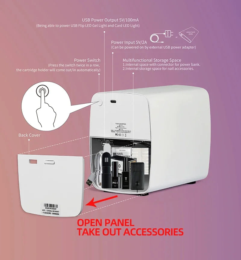 Original mobiler Nageldrucker 3D professioneller digitaler Nageldrucker Artpro Nagellackdrucker für Nagelstudio und Personen