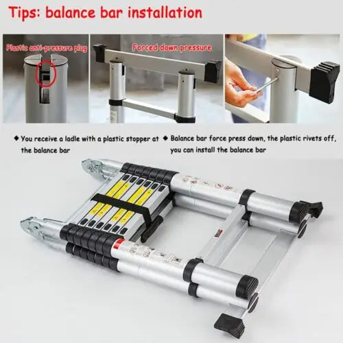 DayPlus Teleskopleiter, Klappleiter aus Edelstahl, tragbar, ausziehbar, Kapazität der Loft-Leiter, maximale Belastung 150 kg/330 lb, EN131