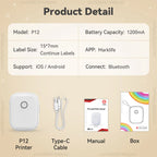 P12 Label Maker Mini tragbarer Thermo-Etikettendrucker ähnlich wie D11 D110 D101 Marklife P12 Etikettenmaschine DIY P12 Etikettenaufkleber