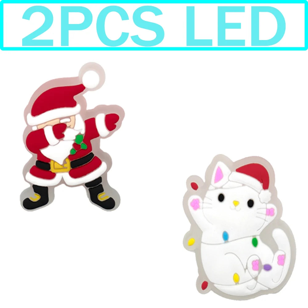 1–5 Stück neue Weihnachts-LED-Schuhanhänger, niedlicher Weihnachtsmann, Katze und Hund, Pin-Zubehör für Sandalen, Schuh-Clogs, Schnalle, Weihnachtsgeschenke
