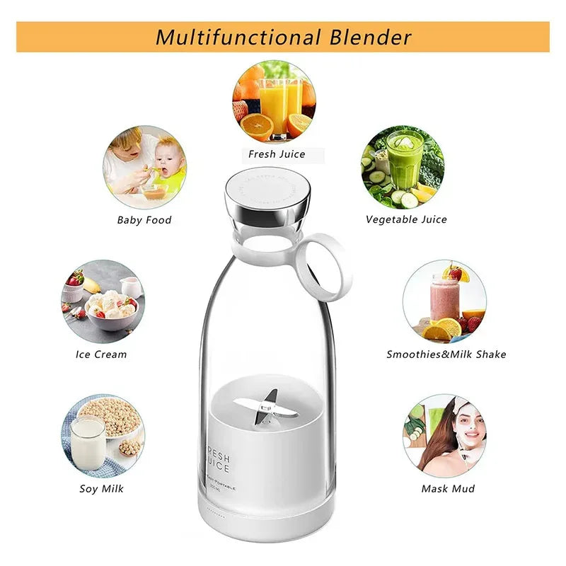 HAOYUNMA Tragbarer Mini-Mixer 350ml – USB-Magnetladung, 4 Klingen, 50W | Smoothies & Saft | Weiß & Pink