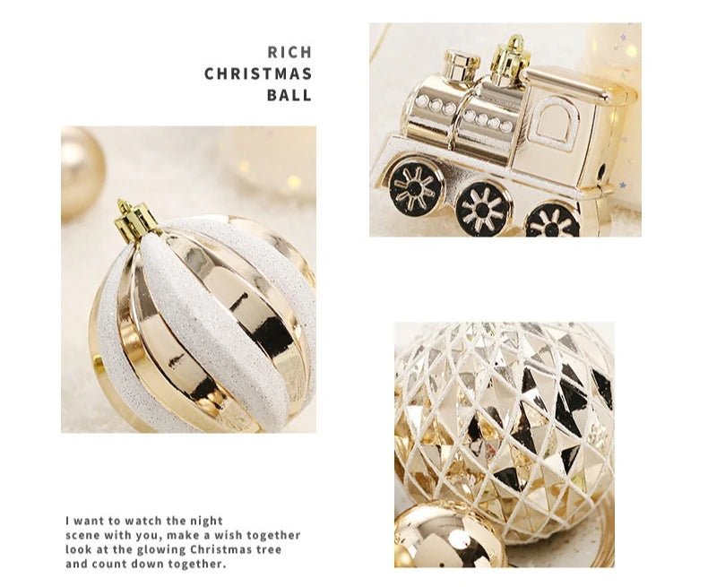 65PCS Champagner Gold Weihnachtskugel Dekorationen Matt Glänzend Wasser Welligkeit Design Weihnachtskugeln Weihnachtsbaum DIY Dekorationen