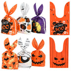 25/50 Stück Halloween Süßigkeitentüten, Kaninchenohr Kürbis, Plastiktüte, Kekse, Dessert DIY Verpackung, Kid Halloween, Party Geschenk Dekor