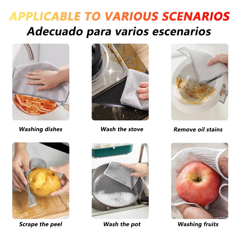 Magisches Reinigungstuch, Mehrzweck-Reinigungstuch aus Draht, innovatives Geschirrnetz, Handtuch für das Geschirrspülgitter in der Küche