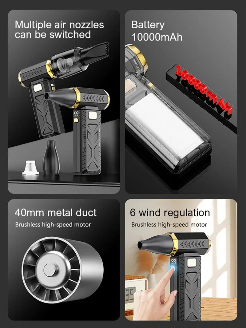 Xiaomi 400000 U/min Violent Fan Leistungsstarkes elektrisches Gebläse Tragbarer Staubreiniger Typ C Aufladung 53 m/s Bürstenloser Turbo-Jet-Lüftergebläse