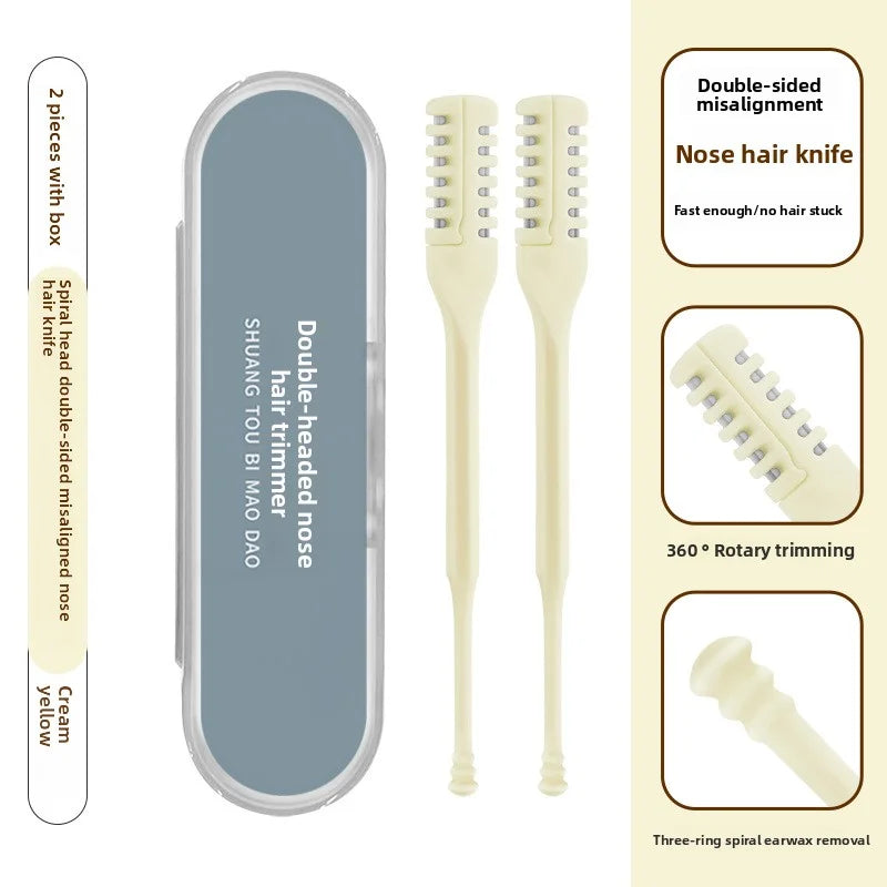 2-in-1-Nasenhaarschneider, 6 Stück Nasenloch-Haarentferner-Werkzeug, doppelseitiges Nasenhaarmesser, manuell 360 °   Rotierender Nasenhaarschneider