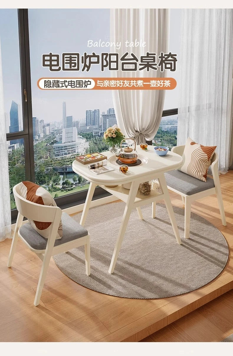 Multifunktionaler Couchtisch aus massivem Holz, hochwertiger integrierter Tisch mit Elektrogehäuse für Herd, Tee und Grill