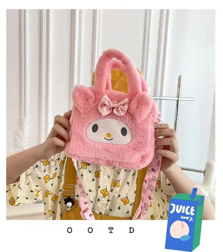 Hello Kitty Sanrio Plüschtasche Kuromi Melody Cartoon Anime Tragbare Handtasche Umhängetasche Kosmetik Kawaii Aufbewahrungstasche Damen Mädchen Geschenk