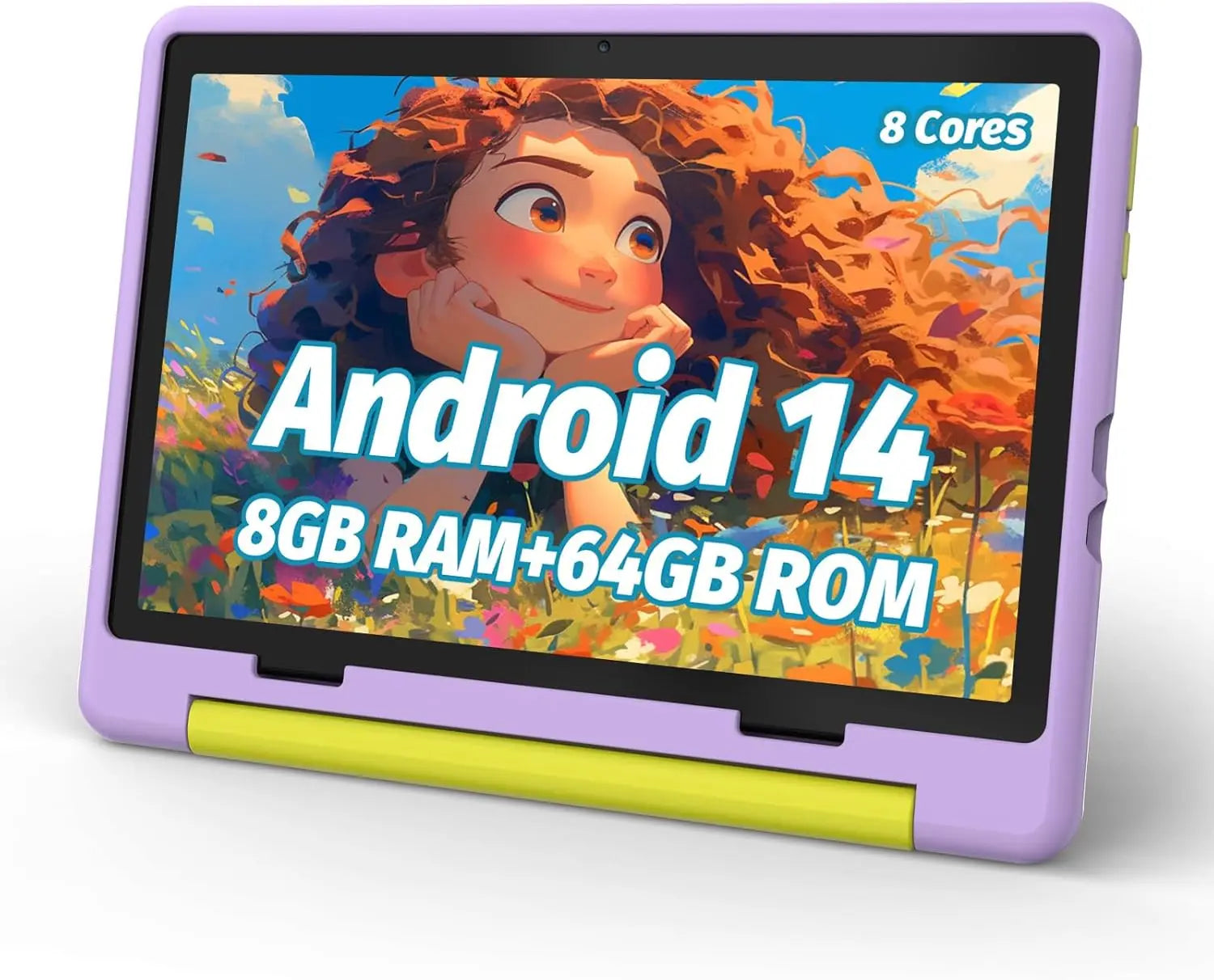 Kinder-Tablet, Android 15 Tablet für Kinder, 10 Zoll, 8 GB + 64 GB, 8-adrig, mit Hülle, 1 TB TF, erweiterbar, für Kleinkinder, Kinder, Elternkontrolle