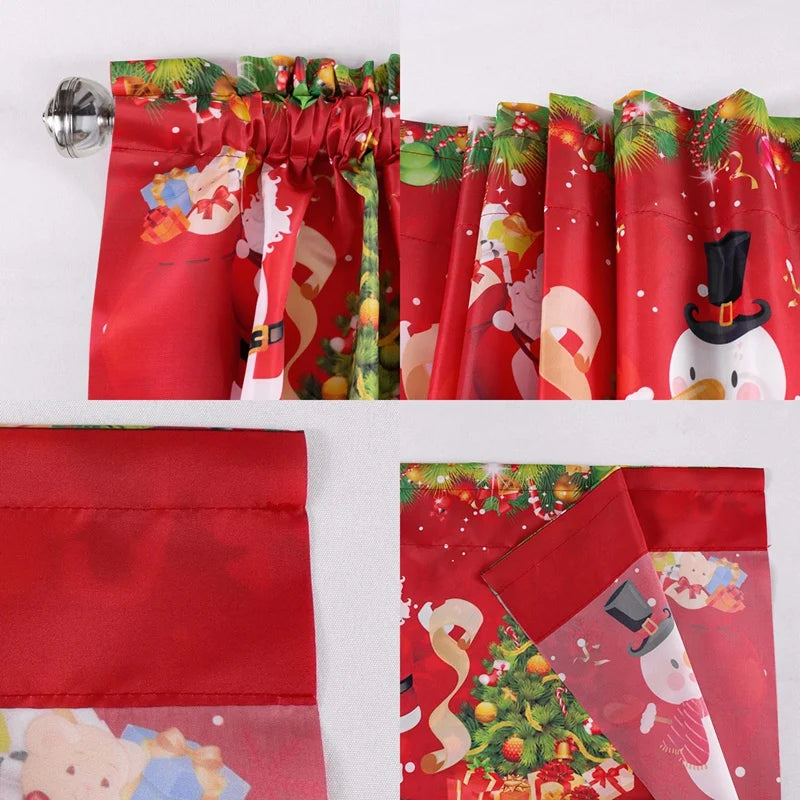 Weihnachts-Kurzvorhänge, Volants, Weihnachtsdekoration für Zuhause, 2025, Weihnachtsschmuck, Fensterbehandlungen für Küche und Badezimmer
