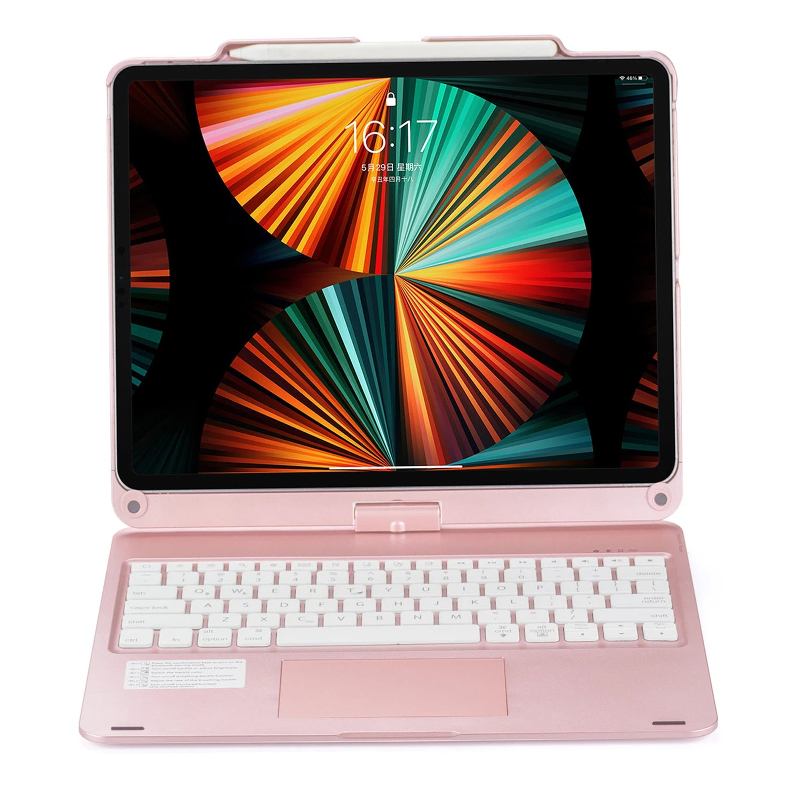 360 Grad drehbare BT-Tastatur für wiederaufladbare kabellose Tastatur und Maus mit 7-Farben-Hintergrundbeleuchtung für iPad 10,2/10,5 Zoll