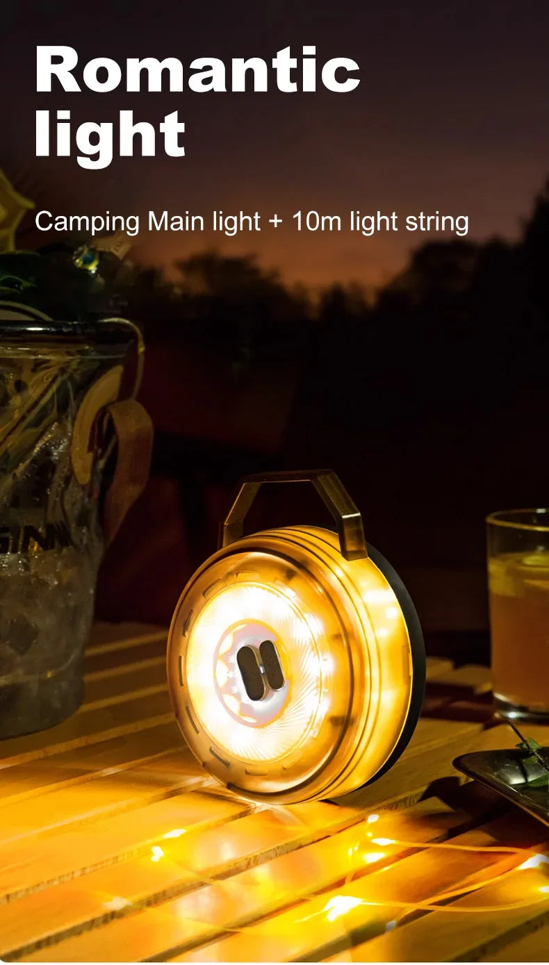 Outdoor-Camping LED Umgebungs licht Typ C wiederauf ladbare tragbare Beleuchtung Taschenlampe mit 6 Modi dekorative Lichterkette