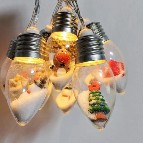 10/20 LED Weihnachten Schneeball Klare Glühbirne Lichterketten Mit Weihnachten Santa Claus Schneemann Baum Geschenke Mix Batterie Betrieben Licht