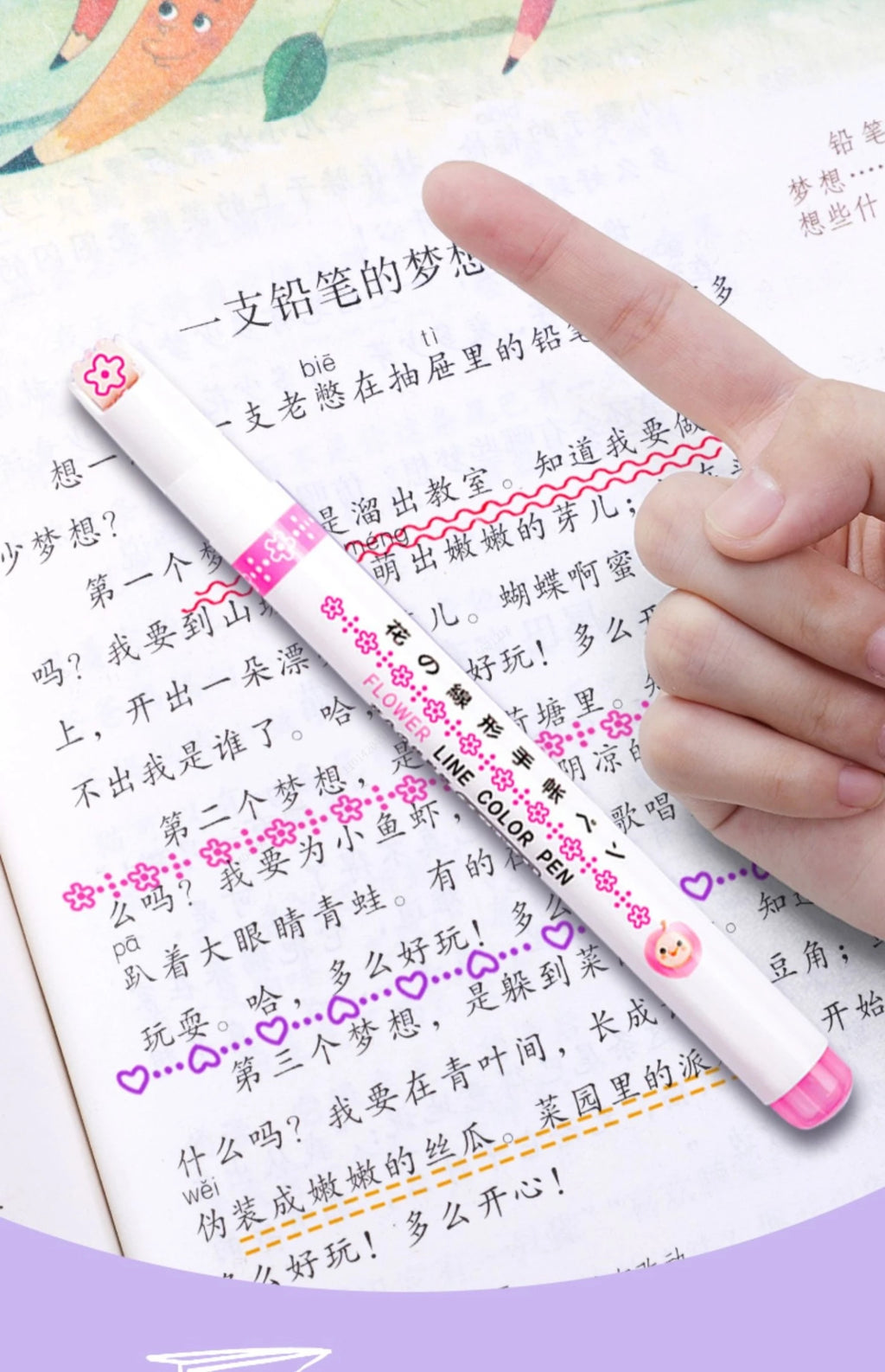 6 Teile/satz Blume Linie Form Highlighter Stift Roller Spitze Kurve Liner Marker Kawaii Koreanische Schreibwaren Schule Bürobedarf Geschenke