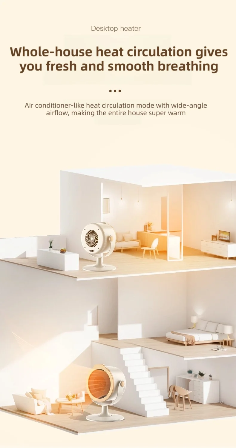 Die tragbare Mini-Heizung mit zweistufiger Warmlufteinstellung eignet sich für den Einsatz auf Heim- und Büroschreibtischen sowie Fußwärmer