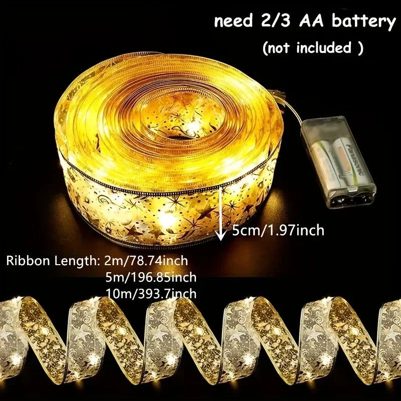 Lichterkette für den Innenbereich, batteriebetriebenes Weihnachtsband mit Lichtern, Weihnachtsbaum-Zubehör, Dekoration für Weihnachten, Neujahr