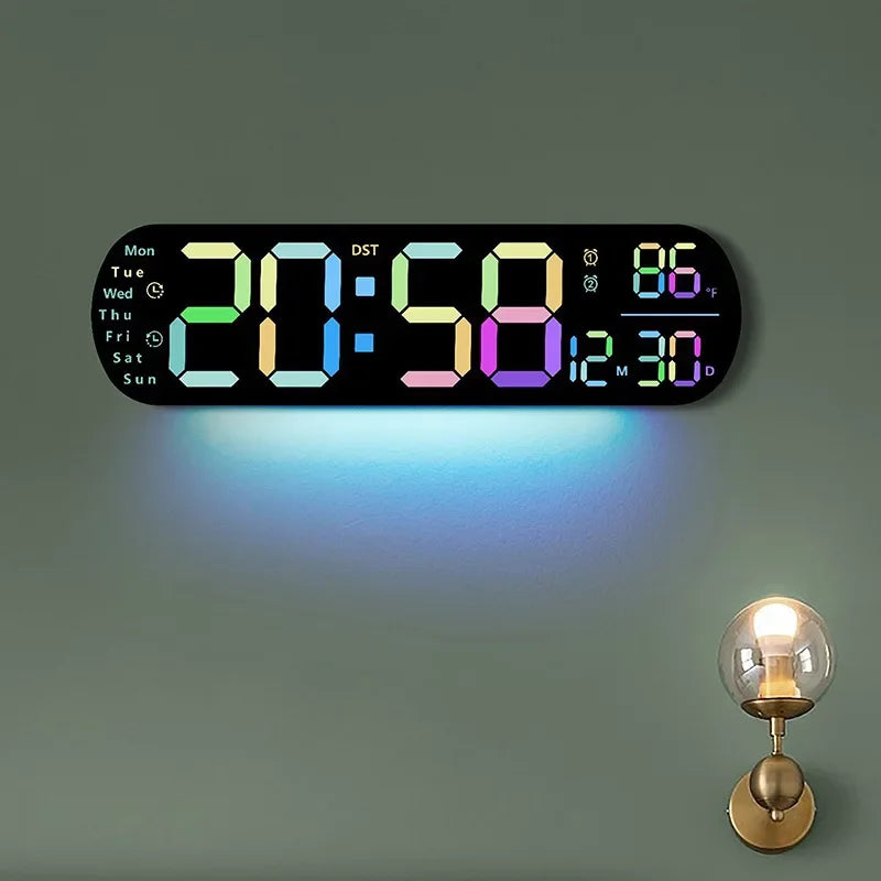 13,78 Zoll Fernbedienung, digitale Wanduhr, Stimmungsbeleuchtung, Timing, Countdown, 2, Alarm, automatischer Dimmer, DST-Stecker, Verwendung, LED-Wecker