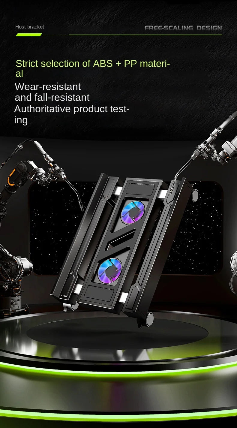 Mobiler PC-Turmständer, verstellbarer Computer-CPU-Halter, Teleskop-Desktop-Ständer, CPU-Wagen mit RGB-Lüfter, Wärmeableitung