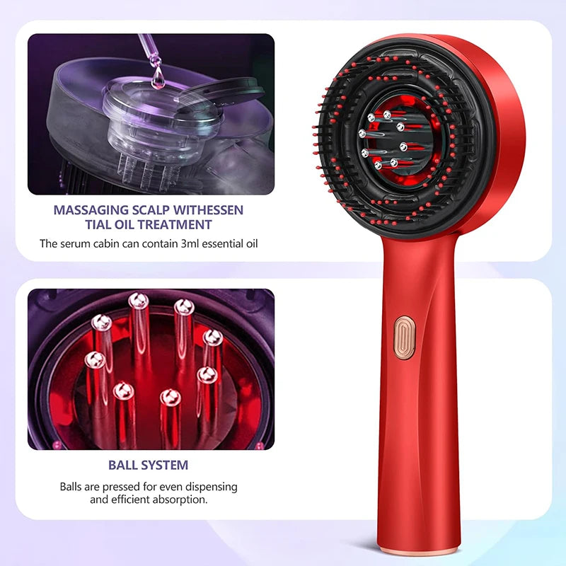 Peigne de massage électrique pour la tête, appareil de massage par vibrations, portable, pour follicules pileux, huile pour cuir chevelu, applicateur liquide, croissance des cheveux, anti-chute