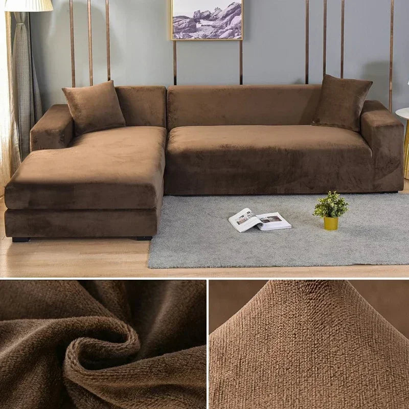 Samt-Sofabezug, dick, elastisch, 1/2/3/4-Sitzer-Sofabezug für Wohnzimmer, Samt-Plüsch, L-förmiger Ecksofa-Couchbezug