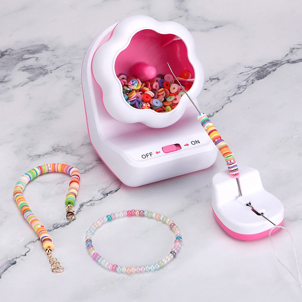 Perlenbespannungsmaschine, Spinner für Armbänder, Geschenk für Mädchen, Ton für elektrisch, mit Nadel- und Fadenarmbändern, Halsketten